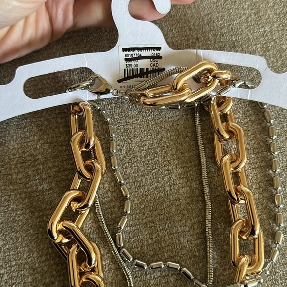 Urban Outfitters Bianca Gold Silver Statement Chunky Chain Layering Necklace - Picture 4 of 4
